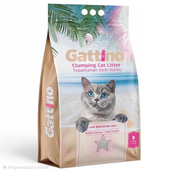 خاک گربه گاتینو - وارداتی (ساخت ترکیه) - حجم ۵ لیتر با رایحه پودر بچه