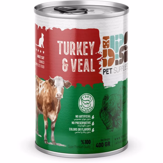 کنسرو نچرال گربه دی‌پی‌اس با طعم بوقلمون و گوساله – 430 گرم