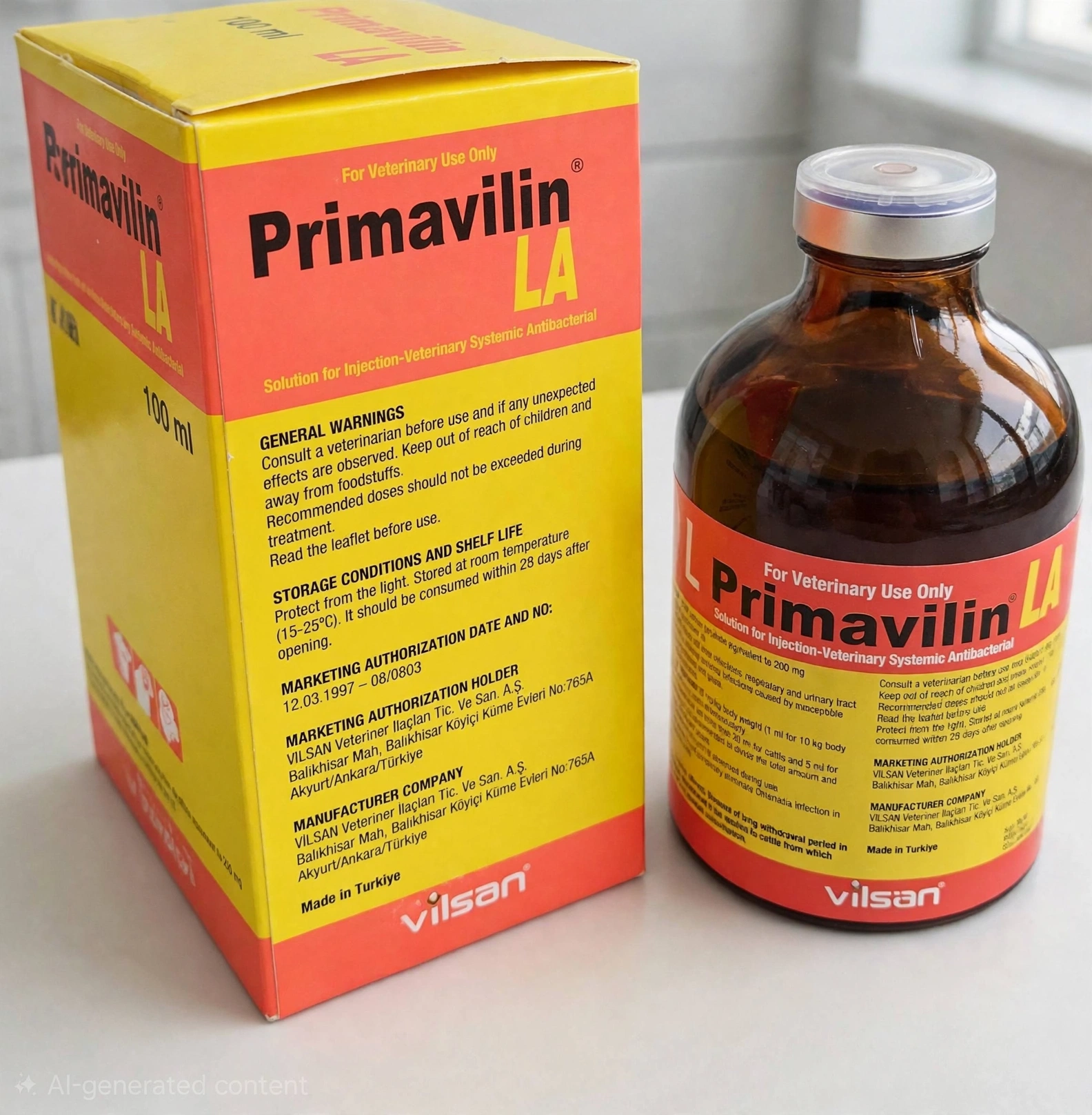 Primavilin La پریماویلین La (اکسی تتراسایکلین 20 درصد) 100 سی سی شرکت vilsan ویلسان ترکیه